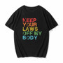 My Body My Choice Anti-Abortion Roe Wade Letter Print Cotton Black Plus Size Short Sleeve T-Shirt