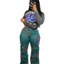 Women Style Pocket Tie Dye Denim Pants