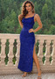 Women sequin slit zipper party dress