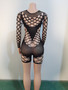 Women Mesh Sexy See-Through Long Sleeve Jumpsuit