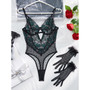 Women flower embroidery polka dot mesh hollow steel ring See-Through Sexy Lingerie two-piece set