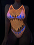 Women Fluorescent Pink Luminous Hollow Suspender Net Clothes Sexy Lingerie