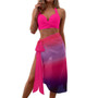 Sexy Gradient Bikini Mesh Skirt Three-Piece Swimsuit