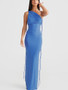 Women's Halter Neck Sexy Low Back Sleeveless Long Dress