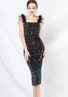 Elegant Feather Strap Sequin Evening Dress