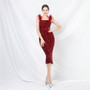 Elegant Feather Strap Sequin Evening Dress