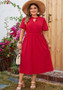 Solid Color Plus Size Slim Waist Chiffon Long Dress