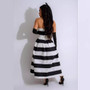 Summer Women's Clothing Fashionable Striped Print Sexy A-Line Long Dress