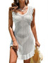 Solid Color Sexy Knitting Hollow Beach Cover-Up Dress