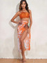 One Piece Solid Color Swimsuit Sexy Long Skirt Two Piece Set