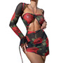 Sexy Low Back Women's Printed Strappy Swimsuit Sun Protective Cover Up Beach Sexy Dress