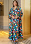 Long Sleeve Ladies Printed Beaded Robe Luxury Evening Dress Arabian Women's Clothing