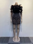 See-Through Slim Feather Beaded Sleeveless Strapless Bodycon Dress