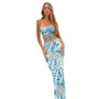 Women Printed Strapless Top and Bodycon Skirt Set