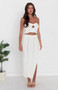 Women Spring Sleeveless Strapless Top and Slit Skirt Two-piece Set