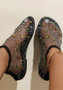 Women Summer Flat Multi-Color Diamond Sexy Fishnet Sandals