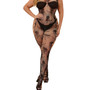 Plus Size Women Sexy Ripped Rose See-Through Jumpsuit