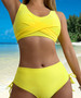 Women Bikini Solid Tie Adjustable Two Pieces Swimwear