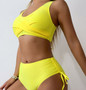 Women Bikini Solid Tie Adjustable Two Pieces Swimwear