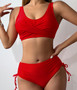 Women Bikini Solid Tie Adjustable Two Pieces Swimwear