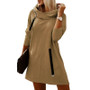 Autumn and winter women's loose zipper hooded long-sleeved dress