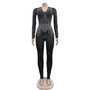 Women Solid V Neck Beaded Long Sleeve Jumpsuit