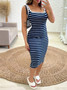 Women Striped Sleeveless Casual Dress