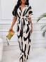 Women Print Bat Sleeves Wide Leg Jumpsuit