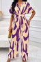 Women Print Bat Sleeves Wide Leg Jumpsuit