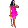 Women summer dress fringe ruffled shoulder Slash Shoulder Top and skirt two-piece set