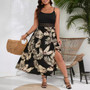 Summer Women's Print Patchwork Plus Size Strap Dress