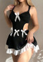 Sexy Lingerie Bow Hollow Out Strap Nightdress