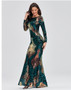 Plus Size Women Stretch Elegant Long Sleeve Round Neck Backless Sequined Mermaid Evening Gown