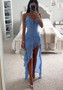 Women Sexy Suspender Irregular Solid Dress