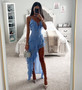 Women Sexy Suspender Irregular Solid Dress