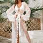 Women Long See-Through Bathrobe Nightgown Temptation Sexy Lingerie