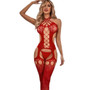 Women Crossover Halter Neck Temptation Jumpsuit Red Net Clothes Sexy Lingerie