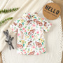 Boy Cartoon Rabbit Print Short Sleeve Shirt and Casual Shorts Two-piece Set