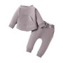 Baby Boy And Girl Solid Long Sleeve Top + Pants Two Piece Set