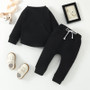 Baby Boy And Girl Solid Long Sleeve Top + Pants Two Piece Set