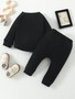 Baby Boy And Girl Solid Long Sleeve Top + Pants Two Piece Set