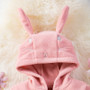 Girl Warm Flannel Cute Rabbit Hooded Jacket