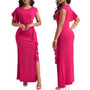 Sexy Fashion Solid Color Round Neck Ruffle Women's Dress