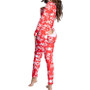 Autumn And Winter Button Flip Adult Pajamas Printed Christmas Long-Sleeved Home Clothes Jumpsuit