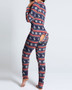 Autumn And Winter Button Flip Adult Pajamas Printed Christmas Long-Sleeved Home Clothes Jumpsuit