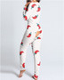 Autumn And Winter Button Flip Adult Pajamas Printed Christmas Long-Sleeved Home Clothes Jumpsuit