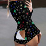 Autumn And Winter Button Flip Adult Pajamas Printed Christmas Long-Sleeved Home Clothes Jumpsuit