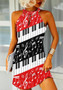 Fashion Piano Print Sleeveless Casual Dress
