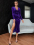 Women Formal Party velvet slit dress