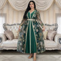 Women Arabian muslim dress Spring sequined web robe two-piece set